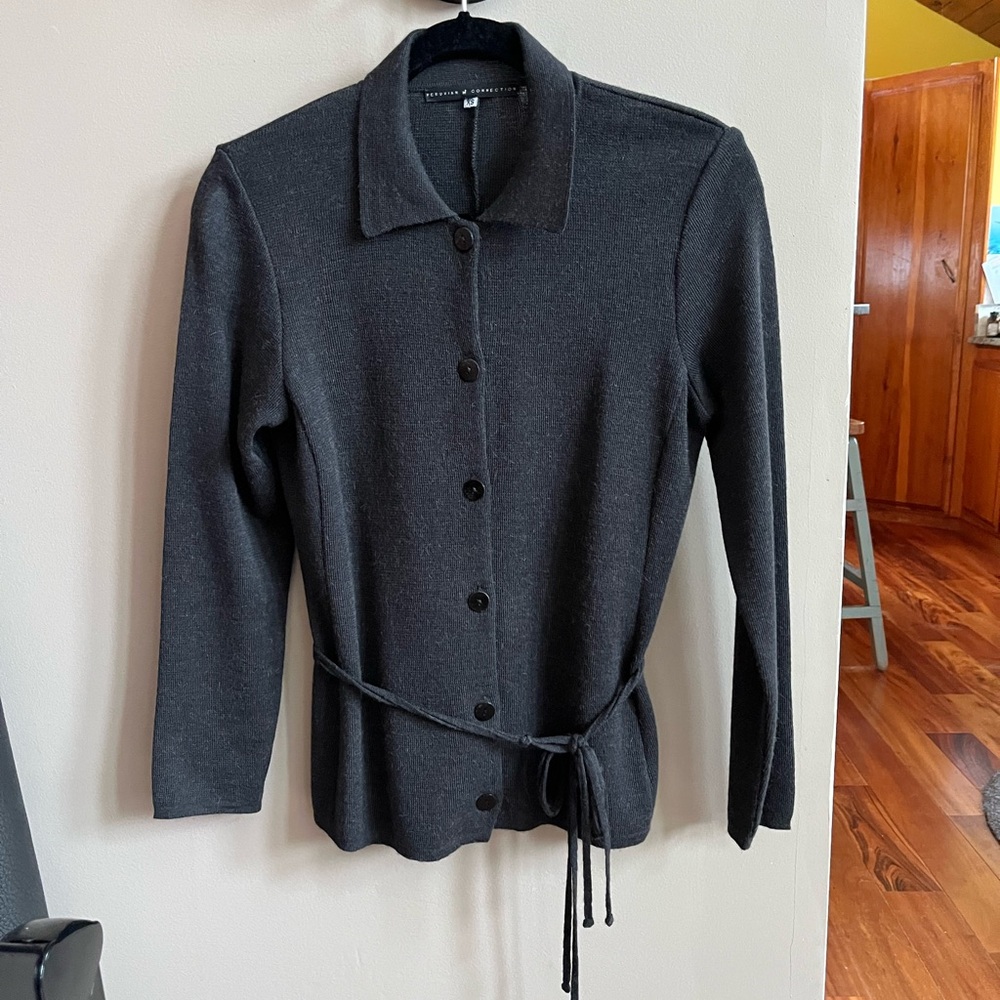 Peruvian Connection | Alpaca & Wool Belted Button Front Cardigan